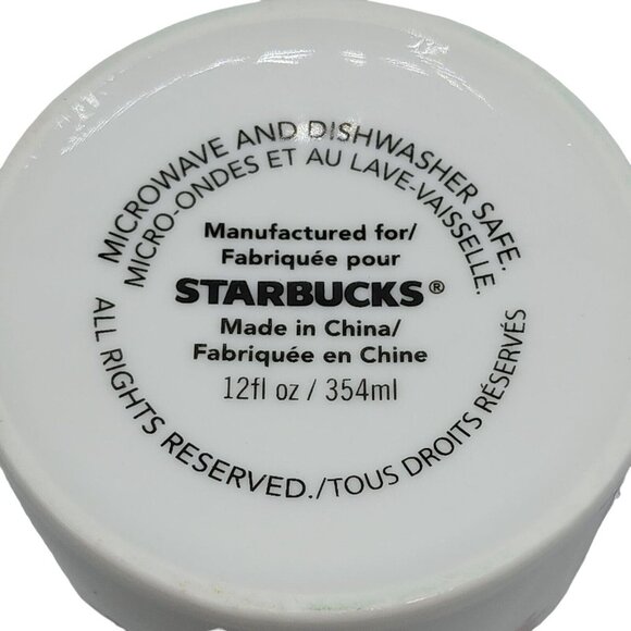 Starbucks Vintage Poinsettia Ceramic Coffee Mug Set Of 2pc 12oz Gold Red White - Picture 6 of 14